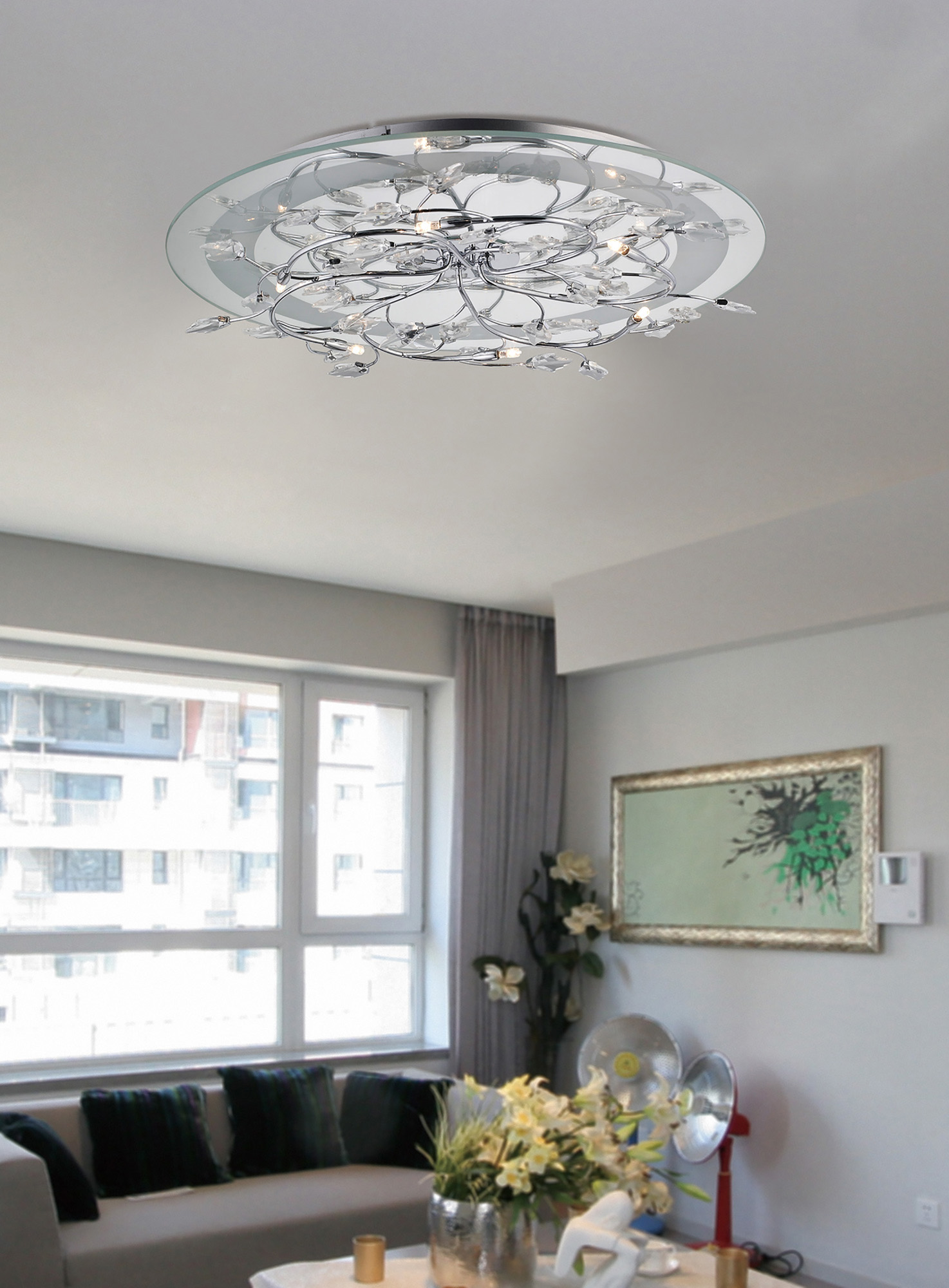 Aurora Crystal Ceiling Lights Diyas Flush Crystal Fittings Aurora Crystal Ceiling Lights Diyas Flush Crystal Fittings